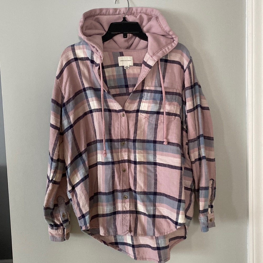 American Eagle hooded flannel